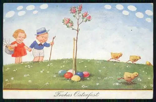 Künstler Ak Wills, John, Frohe Ostern, Kinder Eier Küken