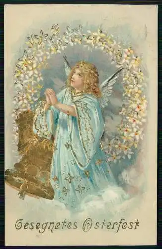 Künstler AK Präge - Glückwunsch Frohe Ostern Engel - 1914 gelaufen