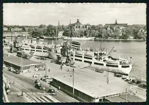 Foto AK Ansichtskarte Stockholm Parti av Skeppsbrokajen Stockholm Schweden