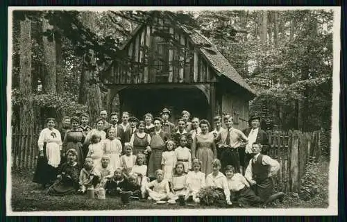 Foto AK - Gruppenbild vor Hütte der Naturfreunde - in Hessen bei Offenbach 1938