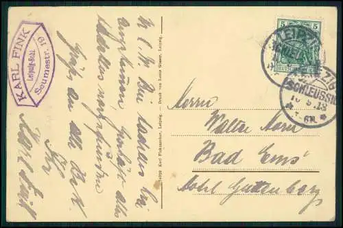 AK - Leipzig in Sachsen - Hauptbahnhof Straßenbahn Autos .... - 1913 gelaufen