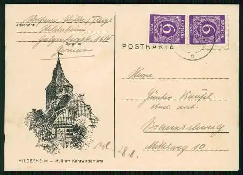 AK - Hildesheim - Idylle am Kehrwiederturm - 1946 mit Briefmarke Stempel gel.