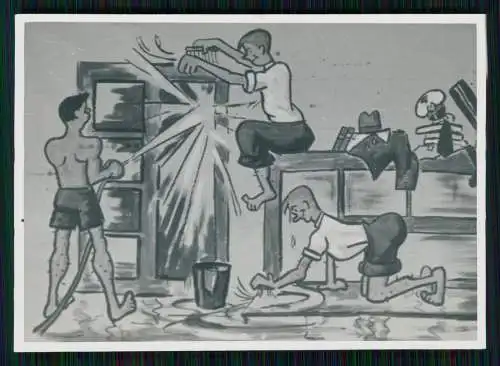 8x Foto Matrosen der Kriegsmarine - Scherz Karikatur Cartoon Zeichnung