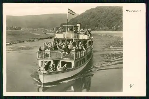 Foto AK - Oberweser-Personen-Dampfschifffahrt - zwischen Hann. Münden und Minden