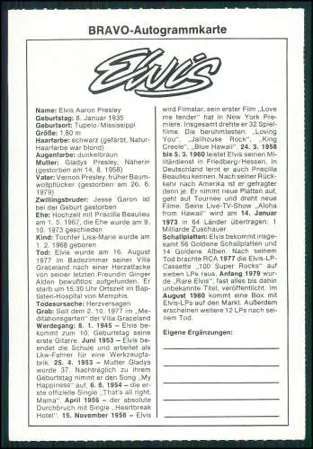 Portrait Elvis Presley Bravo Autogrammkarte  - Printed Signature Autogramm