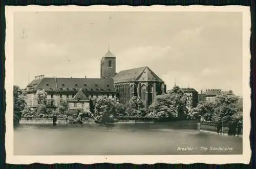 Foto AK Wrocław Breslau Schlesien - Blick auf die Sandkirche - 1941 gelaufen