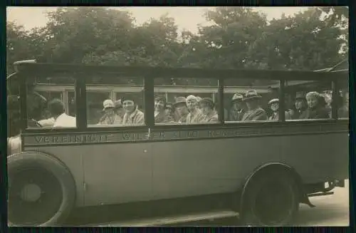 2x Foto und AK Wien Österreich Rundfahrt, Fahrgäste, Gruppenbild 1936