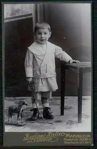 CDV Junge Knabe Spielzeug Pferd - Berliner Atelier Inh. E. Kregeloh Mannheim