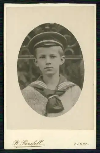 CDV Foto Junge mit Matrosentuch Mütze -  Fotografie R. Przibill Hamburg-Altona