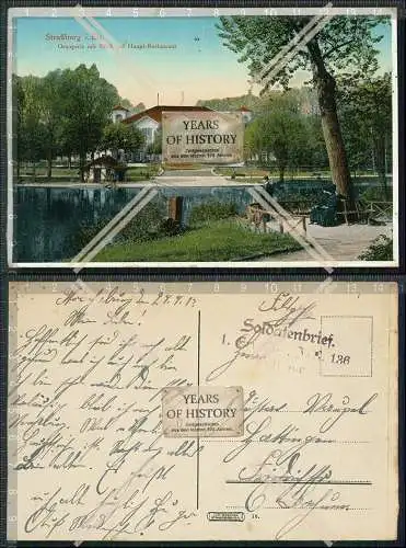 AK Strasbourg Straßburg Elsass Orangerie Haupt-Restaurant 1917 Feldpost gelauf