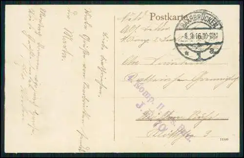 AK Saarbrücken - Denkmal der 53er im Ehrental Soldatenfriedhof - 1916 Feldpost