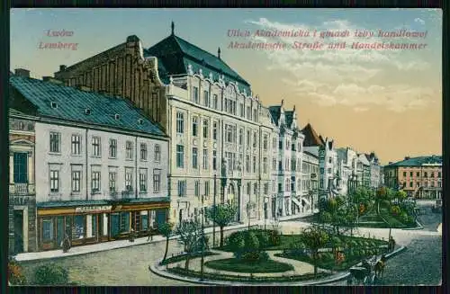 AK - Lwów Lviv Ukraine, Ulica Akademicka i gmach Izby Handlowej - Feldpost 1917