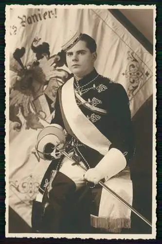Echt Foto AK - Studentika Panier Student Burschenschaft Portrait - Widmung 1934