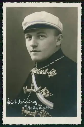 Echt Foto AK Studentika Student Burschenschaft Portrait - Widmung 1935 Frankfurt