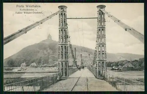 AK- Porta Westfalica Weser - Kettenbrücke Kaiser Wilhelm-Denkmal - 1915 Feldpost
