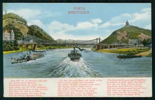AK Porta Westfalica Weser Minden - Kettenbrücke Schifffahrt - 1915 Feldpost gel.