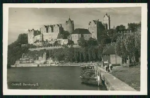Echt Foto AK - Bernburg an der Saale - Blick auf Bootsanleger Schloss -1938 gel.