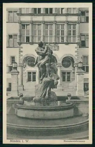 Minden Westfalen - Monumental-Brunnen an der Königlichen Regierung 1915 Feldpost