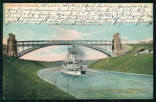 AK - Levensau Neuwittenbek - KW Kanal Kriegsschiff Hochbrücke 1905 gelaufen