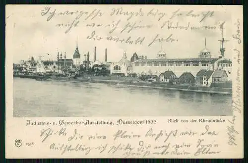 Industrie u. Gewerbe-Ausstellung Düsseldorf 1902 gel. Blick von der Rheinbrücke