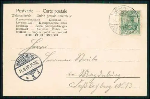 Industrie u. Gewerbe-Ausstellung Düsseldorf 1902 gel. Blick von der Rheinbrücke