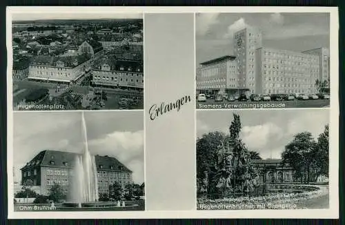 AK Erlangen - Siemens-Verwaltungsgebäude Hugenottenplatz Ohm-Brunnen Orangerie