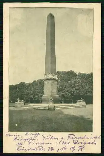AK - Braunschweig Obelisk auf dem Löwenwall - 1915 Inf. Div. 111. Feldpost gel.