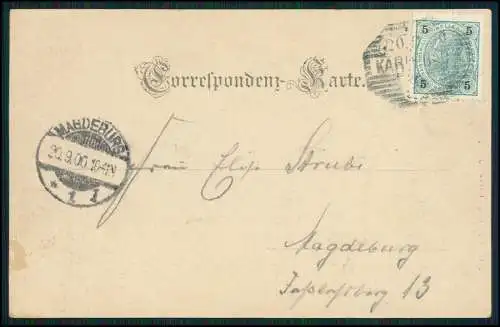 AK - Karlovy Vary Karlsbad - Hans Heiling Felsen am Fluß - 1900 gelaufen