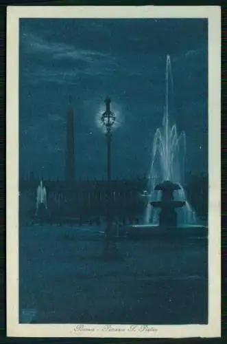 AK Rom Italien Piazza S. Pietro - Piazza bei Nacht Springbrunnen - 1920 gelaufen