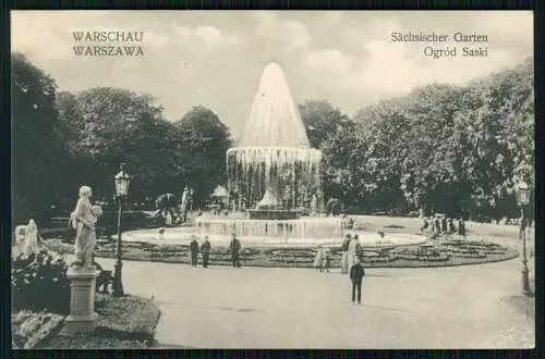 AK 1. WK - Warszawa Warschau Polen - Sachsengarten Ogrod Saski - 1916 Feldpost
