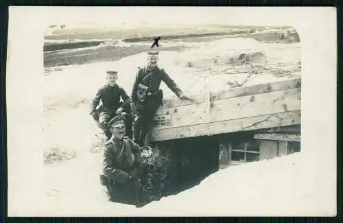 Foto AK 1. WK - Soldaten Bunker Shelter - No. 18 Normal Beleg 16 Höchst Beleg 50
