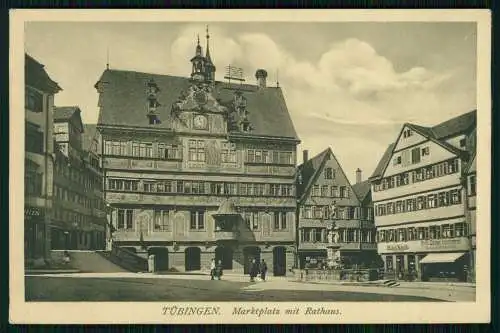 AK - Tübingen am Neckar - Rathaus, Marktbrunnen mit Neptunstatue - 1914 Feldpost