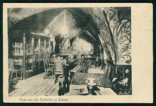 AK - Hansestadt Lübeck - Ratskeller Innenansicht Gewölbe Hansasaal 1910 gelaufen