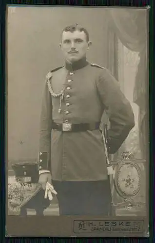 CDV Soldat Kordel Seitengewehr - Fotografie H. Leske, Spandau, Schönwalderstr. 2