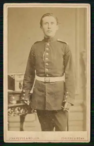 CDV Foto Soldat- JEAN REUSS & MÜLLER Photograph & Maler KOBLENZ Paradeplatz Bonn
