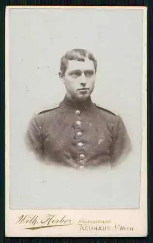 CDV Foto Soldat Portrait - Atelier Wilhelm Herber  Schloß Neuhaus Paderborn