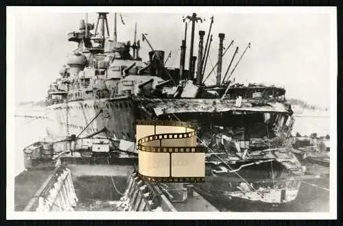 Foto AK - Schwerer Kreuzer Prinz Eugen - Hecktreffer Heckschaden am Schiff