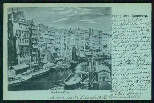 AK - Hamburg Blick in Wandrahmsfleet Speicherstadt bei St. Annen - 1897 gelaufen