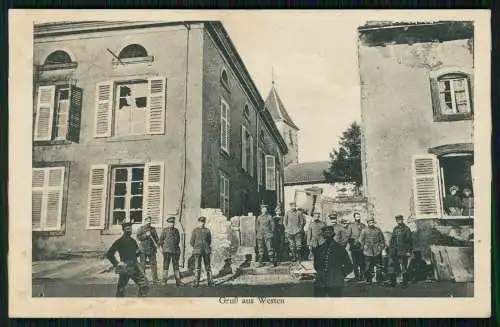 AK 1. WK - unbekannter Ort - Lothringen Elsass ? - deutsche Soldaten Gruß Westen