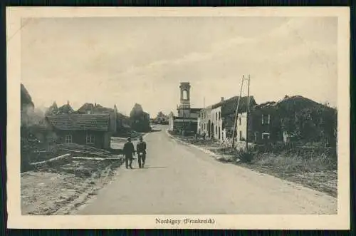AK 1. WK - Nonhigny Meurthe et Moselle -  zerstörte Stadt Kirche - 1916 Feldpost