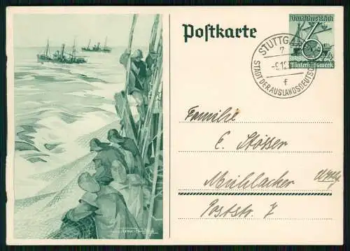 Ganzsache - Axster Heudtlaß - Fischer auf Hochsee Fangboote - Stuttgart 1937