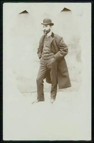 Foto AK - feiner Herr im Anzug Mantel - Hamburg 1907 gelaufen