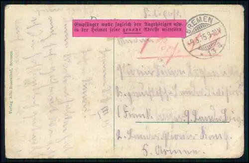 Dampfer Kaiser Wilhelm II. Lloyd Bremen Roter Sand Leuchtturm 1915 gelaufen
