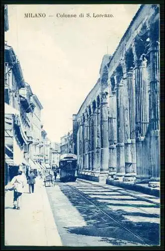 AK Milano Mailand Lombardia -Colonne di S. Lorenzo - Straßenbahn - 1909 gelaufen