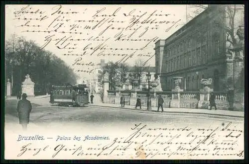 AK - Brüssel Bruxelles - Straßenbahn am Palais des Académies - 1906 gelaufen