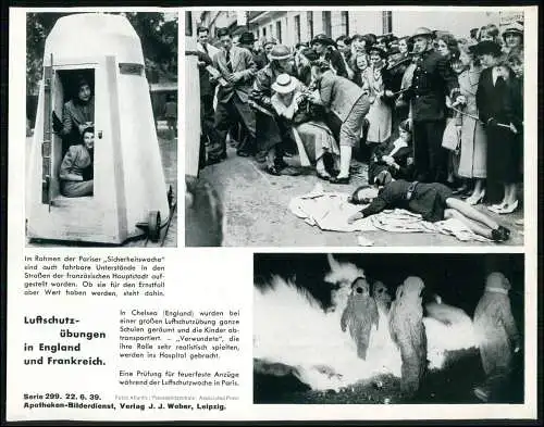 Apotheken-Bilderdienst 24x18 cm - Luftschutz-Übungen England und Frankreich 1939