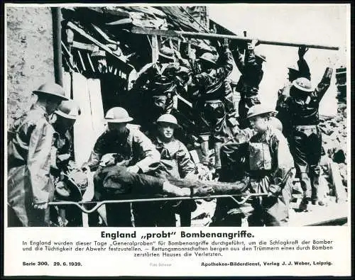 Apotheken-Bilderdienst 24x18 cm - Soldaten England probt Bombenangriffe 1939