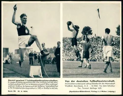 Apotheken-Bilderdienst 24x18 cm - Sievert Leichtathletik Fußball Schalke 04 1934