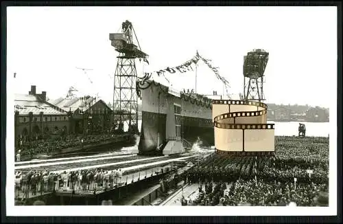 Foto AK - Schlachtschiff Scharnhorst Stapellauf 1936 Wilhelmshaven Kriegsmarine