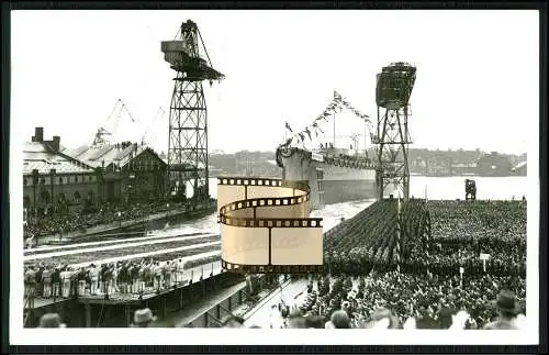 Foto AK - Schlachtschiff Scharnhorst Stapellauf 1936 Wilhelmshaven Kriegsmarine